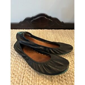 Tieks Gavrieli Folding Ballet Flats Black Soft Matte Leather Shoes Size 8 Travel